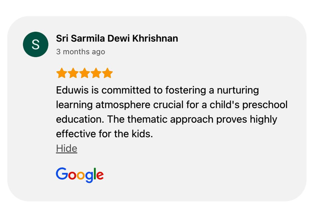 Child integrated learning at Eduwis, a well known preschool franchise in Malaysia.