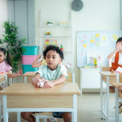 Students learn and study in a classroom of school where youngste